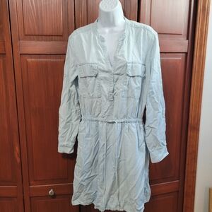 GAP Light Blue Button Up Workwear Style Dress Cinched Waist | Size Medium